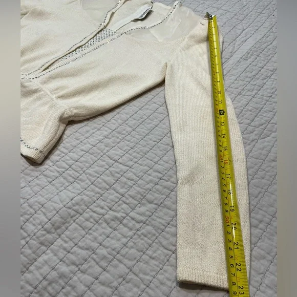 St. John By Marie Gray Knit Cream Cardigan Women’s Size 6 - Picture 7 of 10